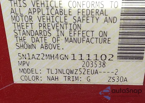 2016 Nissan Murano Sv из США, поврежденный, VIN 5N1AZ2MH4GN111102